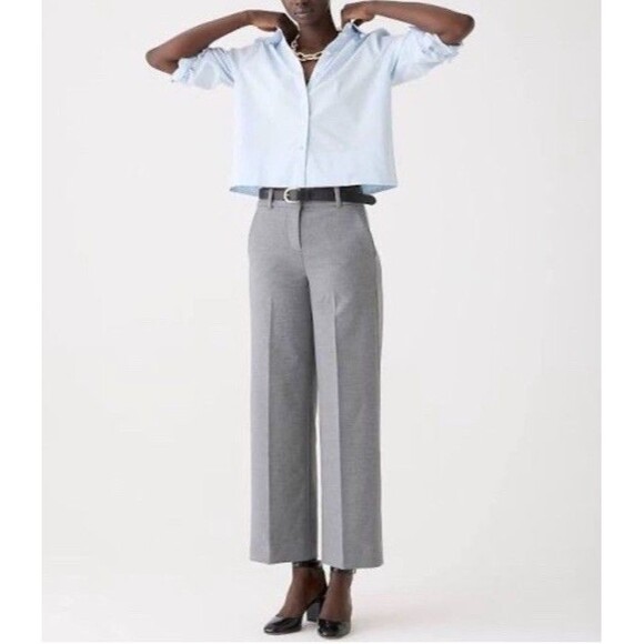 J Crew Gray Wide Leg High Waist Sydney Pants Size 6 Petite - Picture 1 of 7